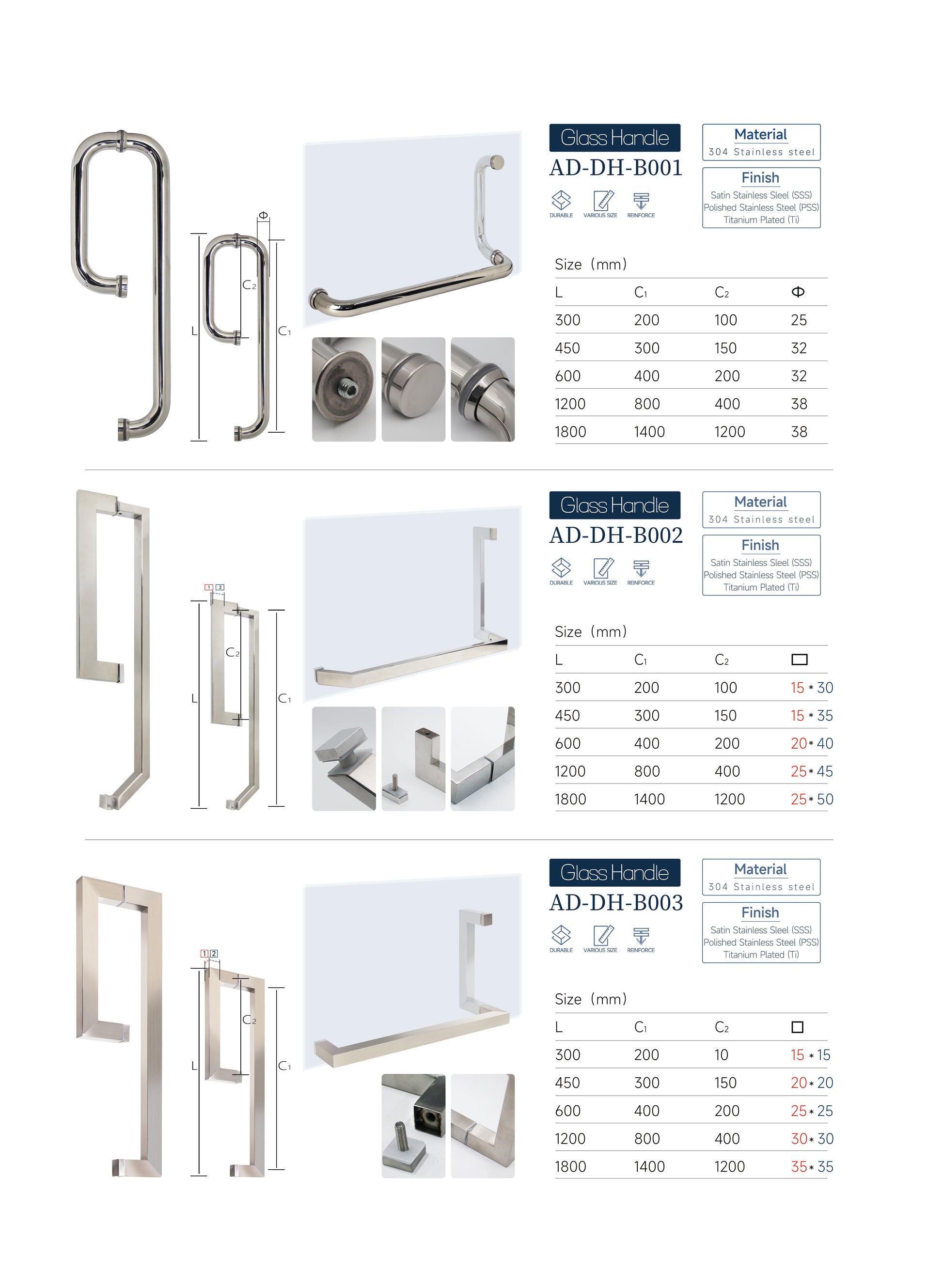 Modern Design Glass Door Handle Easy Installation Hotel Bathroom Shower Cabin Handle Stainless Shower Door Handle Tubular - Oray Hardware