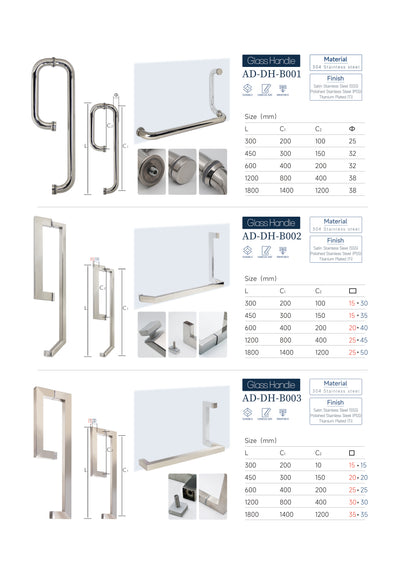 Modern Design Glass Door Handle Easy Installation Hotel Bathroom Shower Cabin Handle Stainless Shower Door Handle Tubular - Oray Hardware