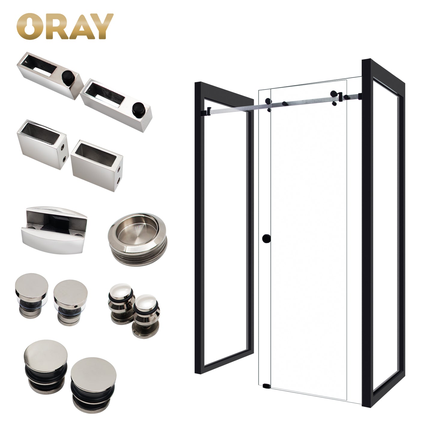 Shower Enclosure Cabin Set Glass Sliding Door Fitting for Bathroom - Oray Hardware
