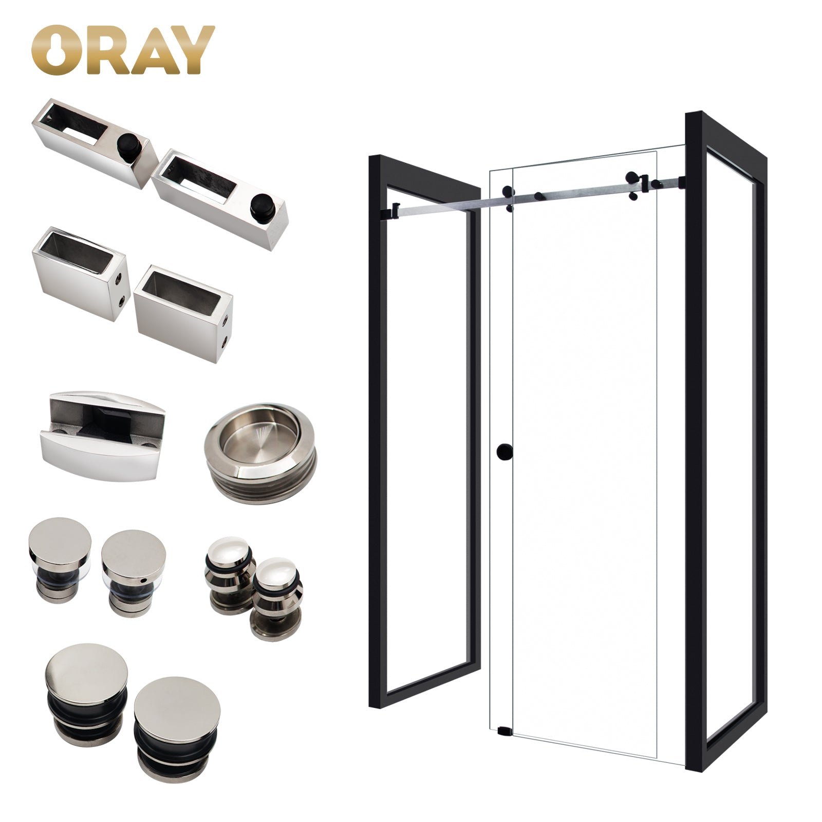 Shower Enclosure Cabin Set Glass Sliding Door Fitting for Bathroom - Oray Hardware