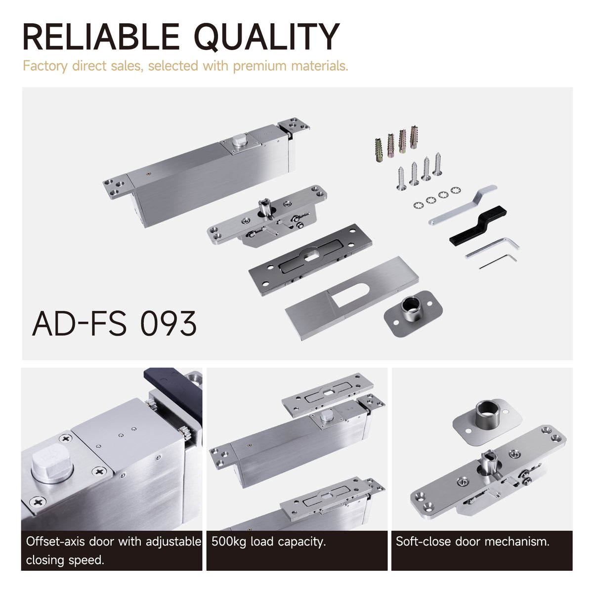 125 Degrees Rotating Door Closer Soft-close Stainless Steel 500kg Heavy Duty Pivot Hinge - Oray Hardware