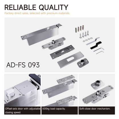 125 Degrees Rotating Door Closer Soft-close Stainless Steel 500kg Heavy Duty Pivot Hinge - Oray Hardware
