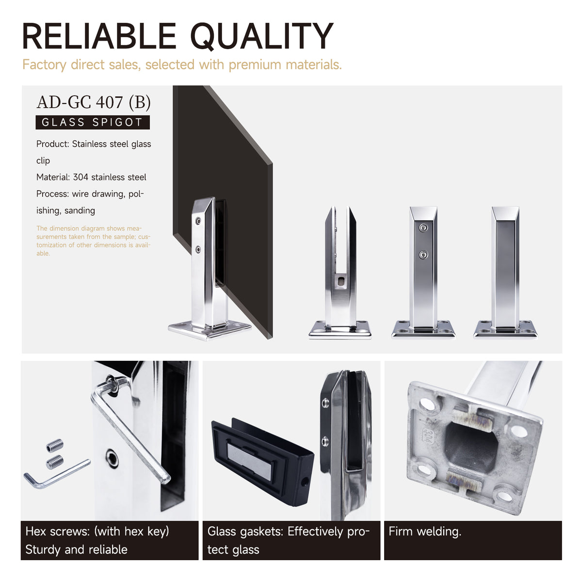 Stainless Steel Special Slanted Shape Mirror Polished Glass Spigot for Swimming Pool Glass Railing Fence - Oray Hardware