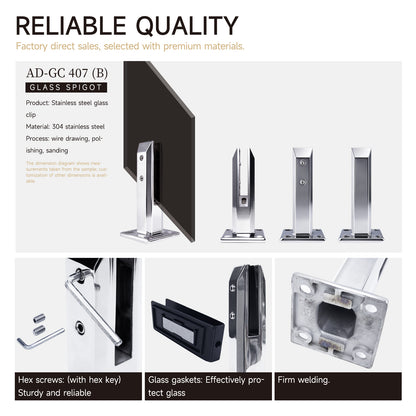 Stainless Steel Special Slanted Shape Mirror Polished Glass Spigot for Swimming Pool Glass Railing Fence - Oray Hardware