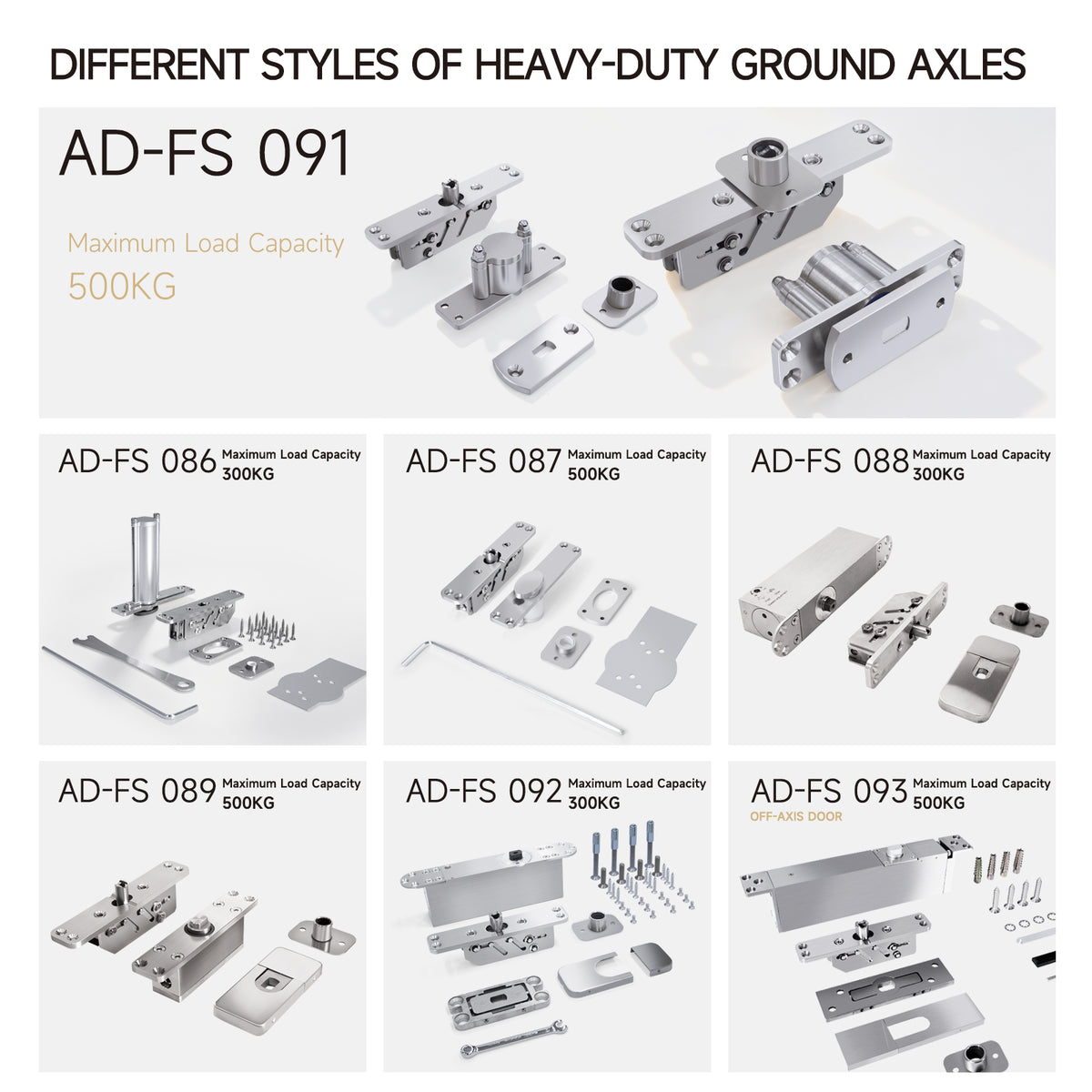 360 Degree Heavy Duty 500kg Door Pivot Hinge System Stainless Steel Concealed Top Bottom Door Hinge - Oray Hardware