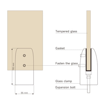 Tempered Glass Spigot Special Slanted Shape Mirror Outdoor Swimming Pool Glass Railing Fence Spigot - Oray Hardware