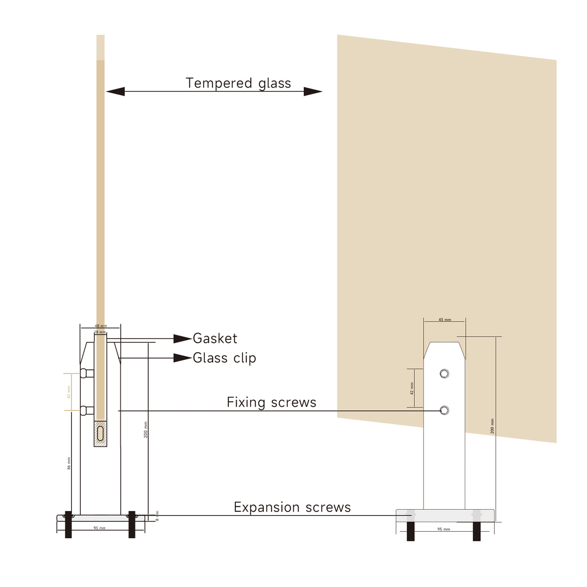 Stainless Steel Special Slanted Shape Mirror Polished Glass Spigot for Swimming Pool Glass Railing Fence - Oray Hardware