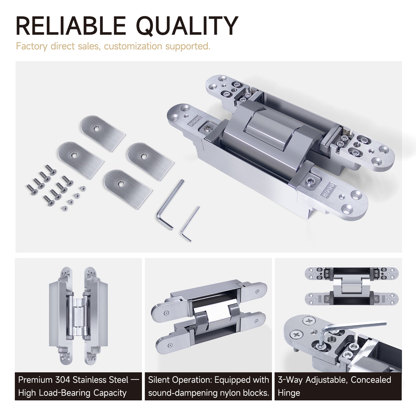 3D Adjustable 180 Degree Invisible Hidden Cross Hinge for Wooden Secret Door - Oray Hardware