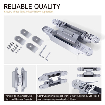3D Adjustable 180 Degree Invisible Hidden Cross Hinge for Wooden Secret Door - Oray Hardware