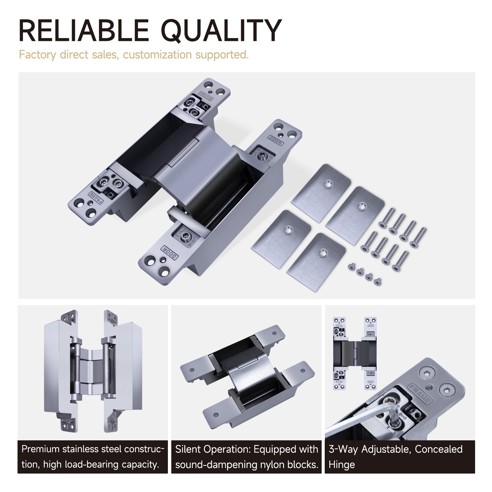 Stainless Steel Concealed Cross Hinge 180 Degree Invisible Door Hidden Hinge - Oray Hardware