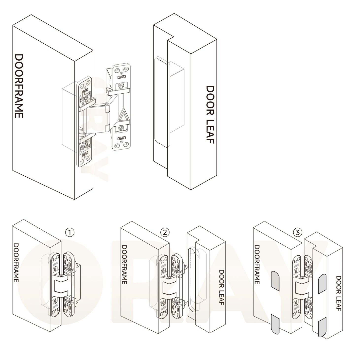 Stainless Steel Concealed Cross Hinge 180 Degree Invisible Door Hidden Hinge - Oray Hardware