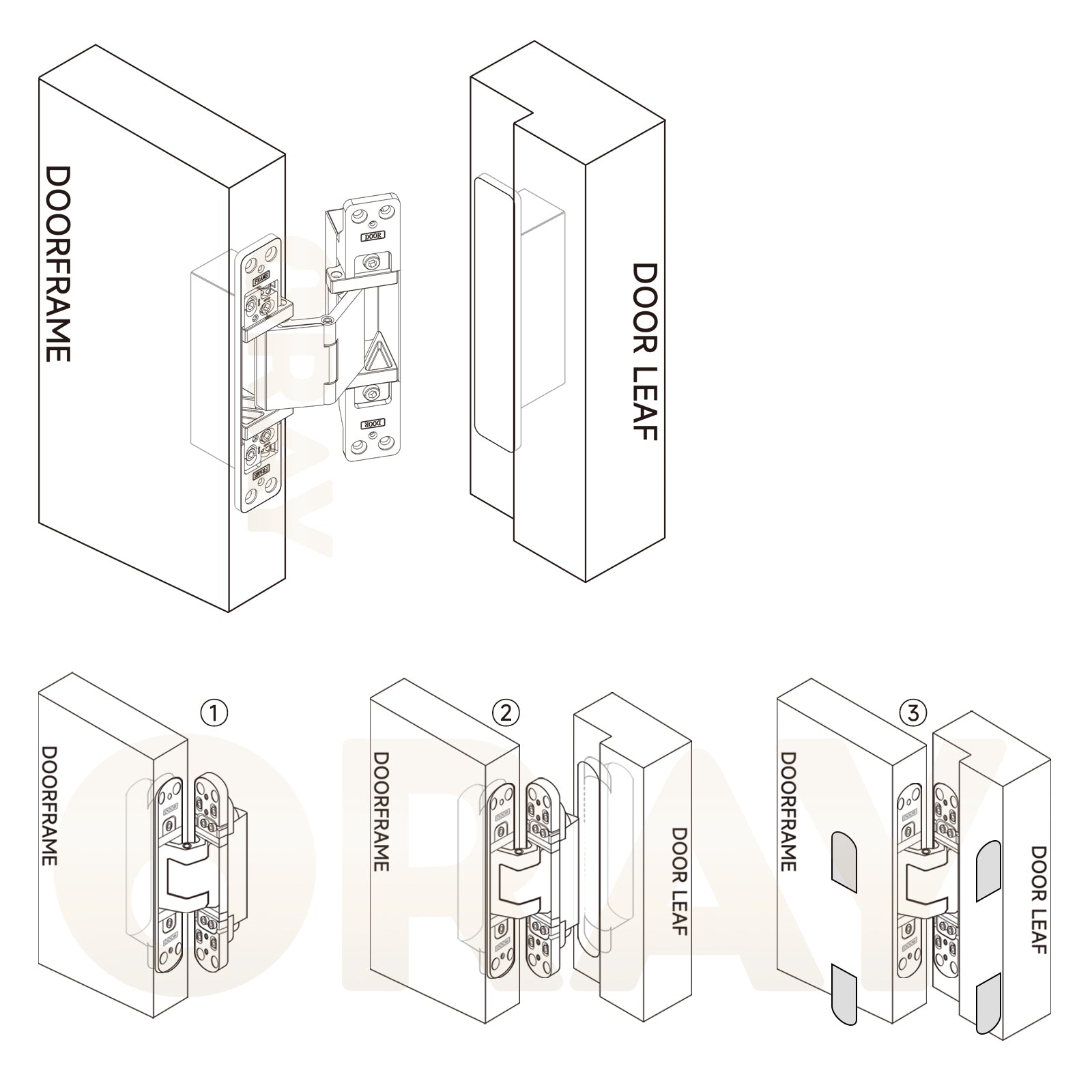 Stainless Steel Concealed Cross Hinge 180 Degree Invisible Door Hidden Hinge - Oray Hardware