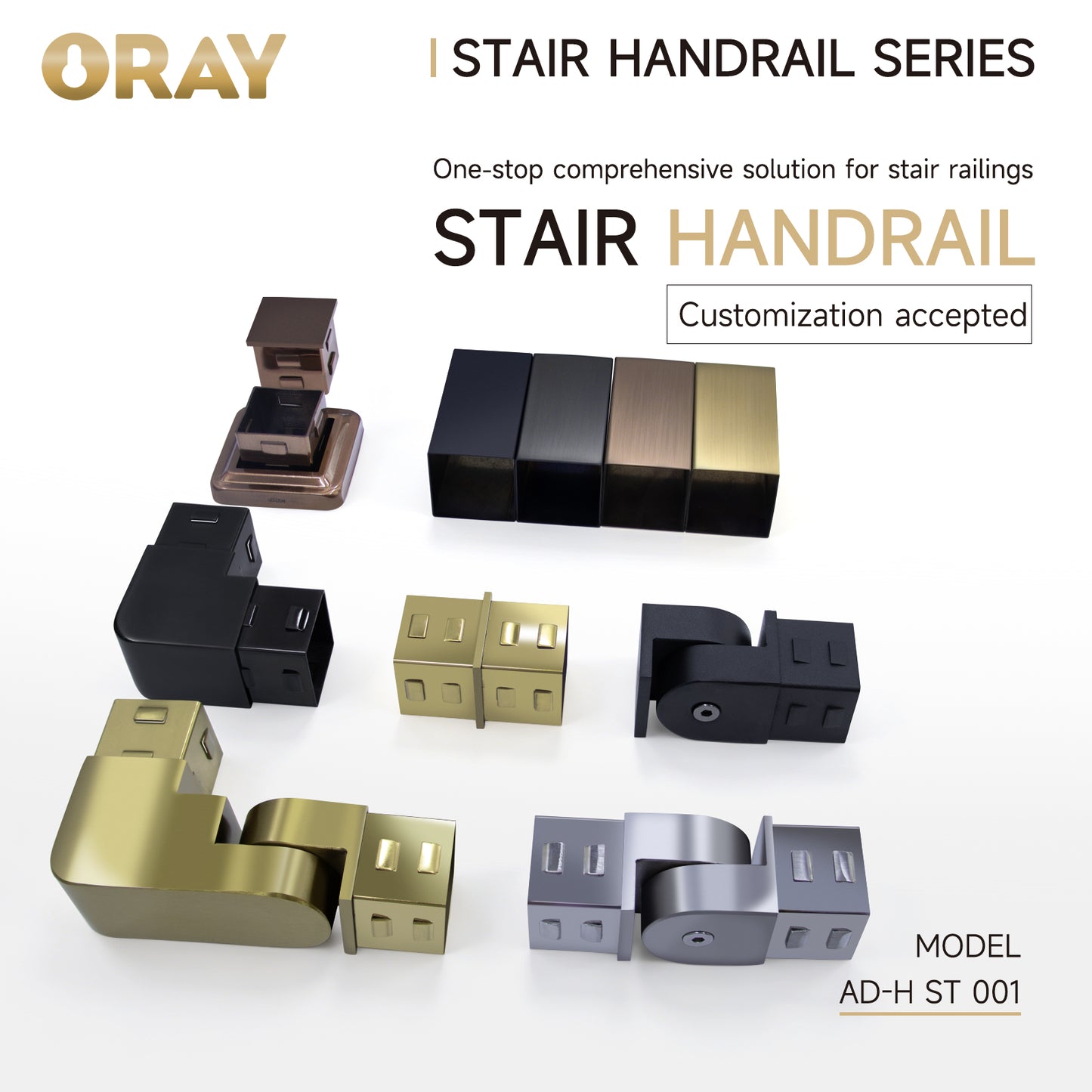Stair Balustrade Fitting Adjustable Connector Pipe Staircase Handrail Square Tube