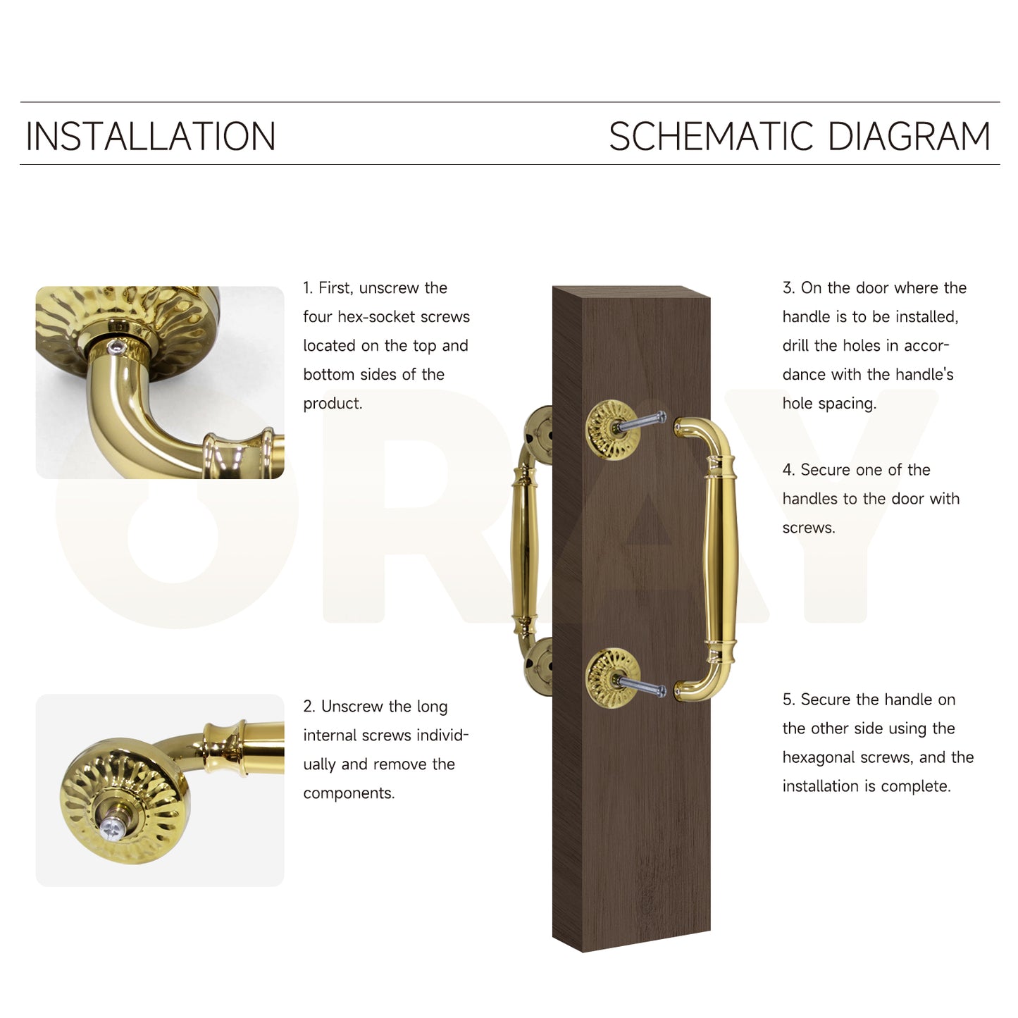 Matte Black Antique Luxury Door Handles Stainless Steel Wooden Door Handle for Hotel Home - Oray Hardware