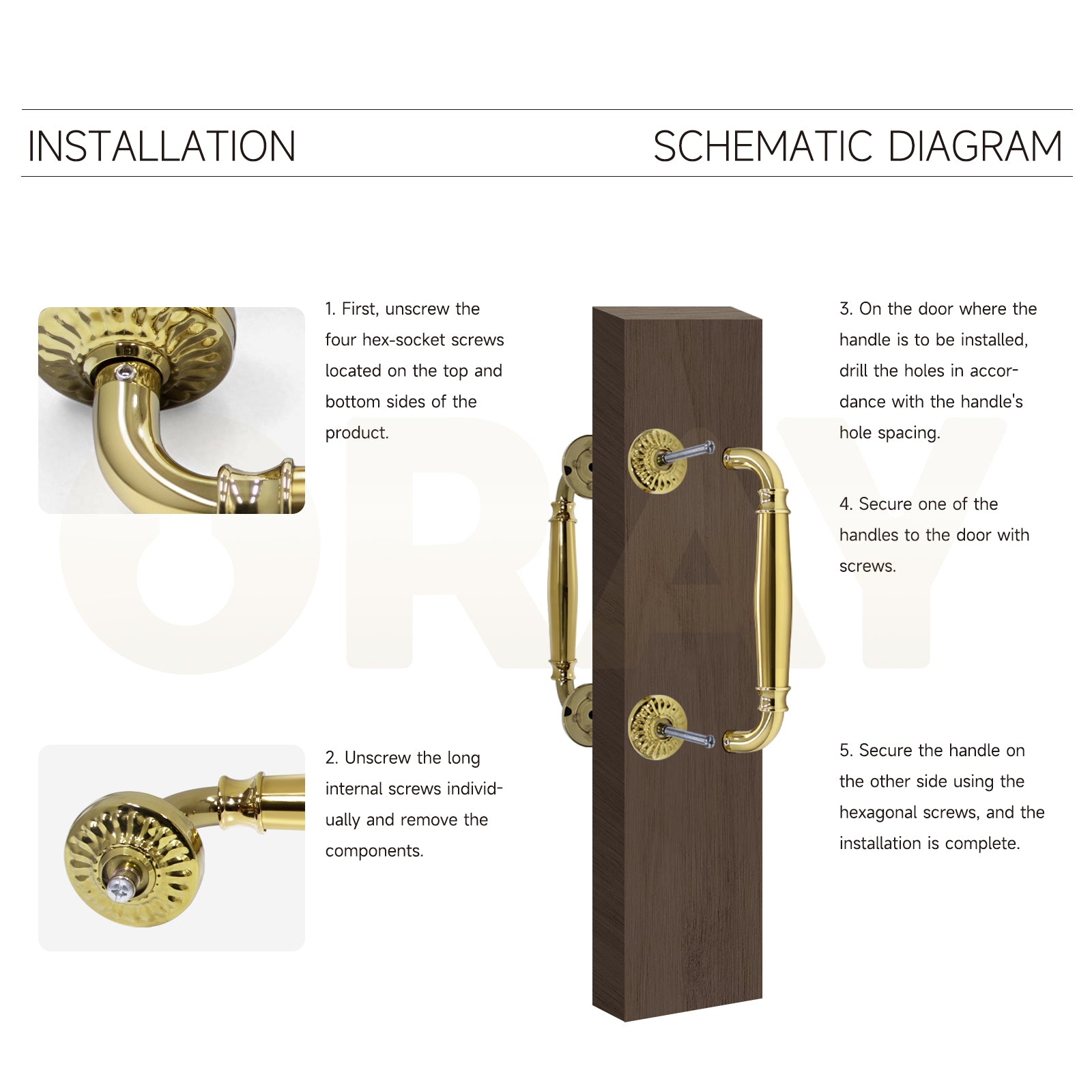 Matte Black Antique Luxury Door Handles Stainless Steel Wooden Door Handle for Hotel Home - Oray Hardware