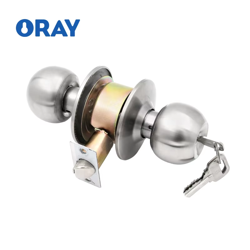 Home Stainless Steel Cylindrical Round Knob Lockset Deadbolt Door Lock Entrance Privacy Tubular Latch Cylindrical Knob Lock - Oray Hardware