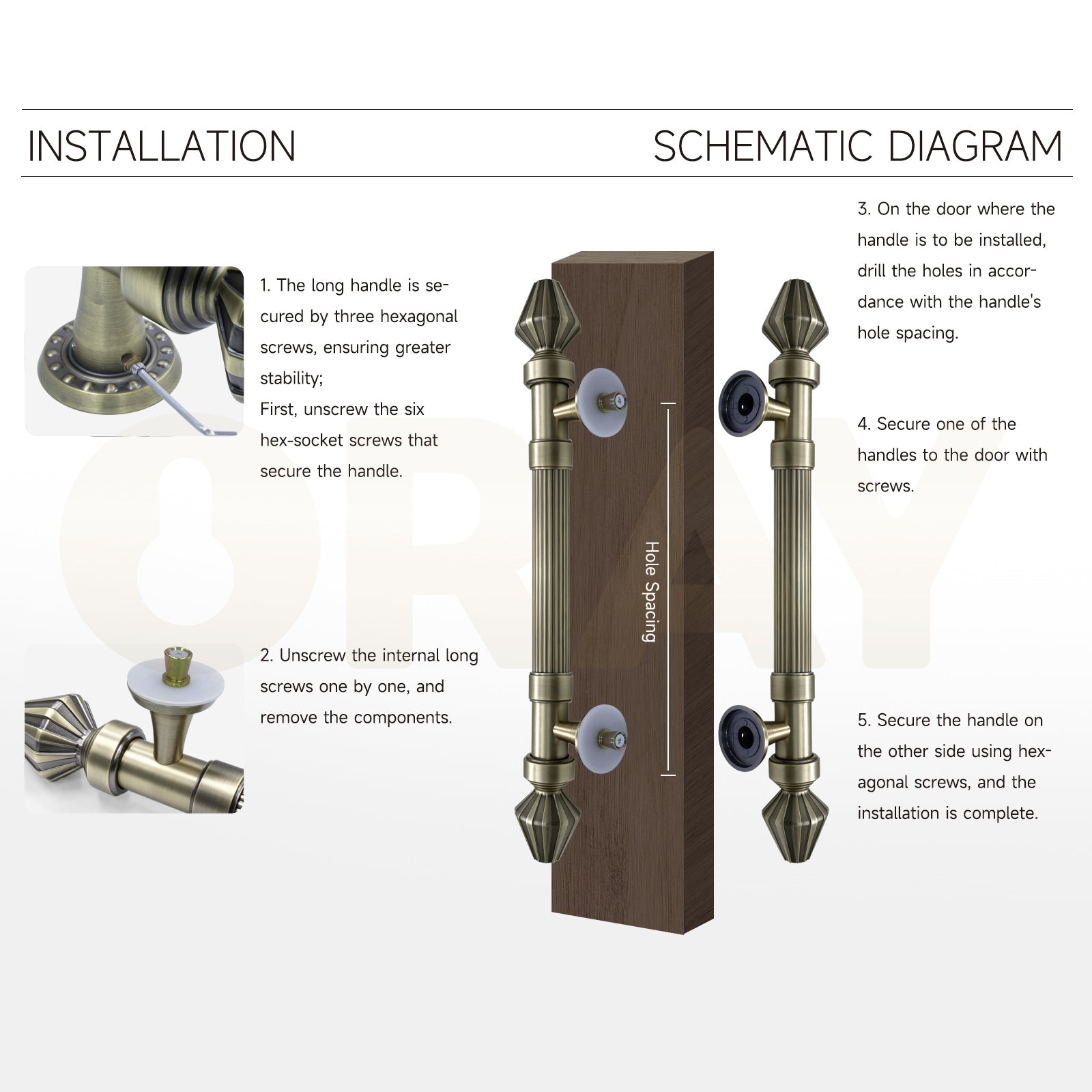 Customized Size Luxury Bronze Wooden Door Handle for Villa Hotel - Oray Hardware