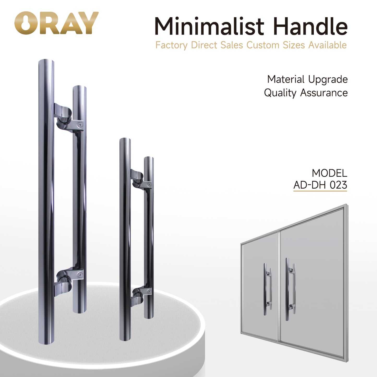1000cm Long H Shape Glass Door Handle Luxury Round Tube Pull Handle - Oray Hardware