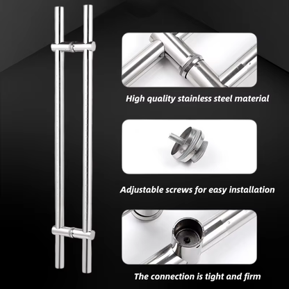 China Supplier Stainless Steel H Double Side Shower Glass Door Handle Modern Sturdy Sliding Drilling Pull Glass Door Accessory - Oray Hardware