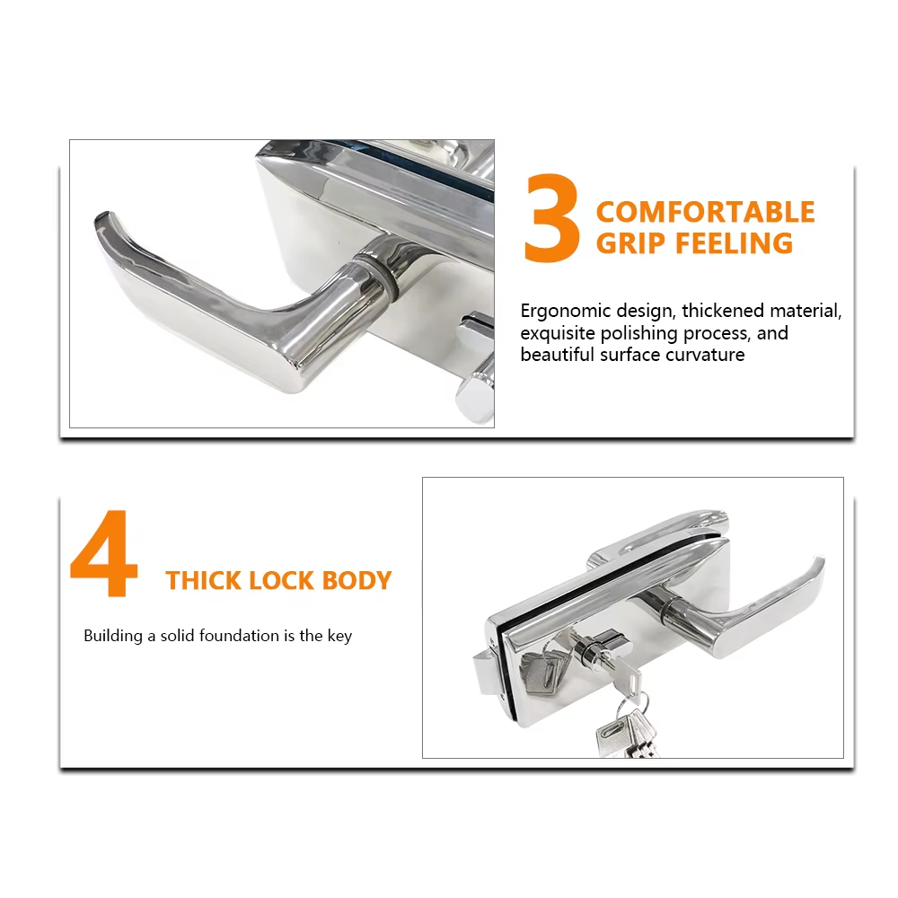 Besting Selling Line Aluminum Profile Lock Shining Silver Narrow Framed Sliding Glass Handle Door Lock - Oray Hardware