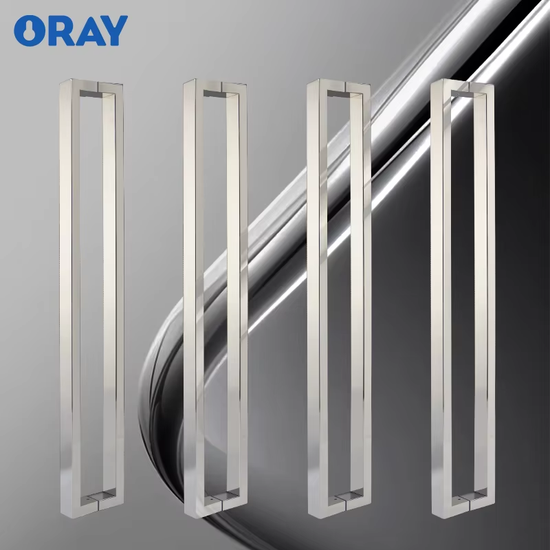 Frameless Glass Office Shower Room Bright Light 304 Stainless Steel H-Type Polished Rectangular Pipe Door Handle - Oray Hardware