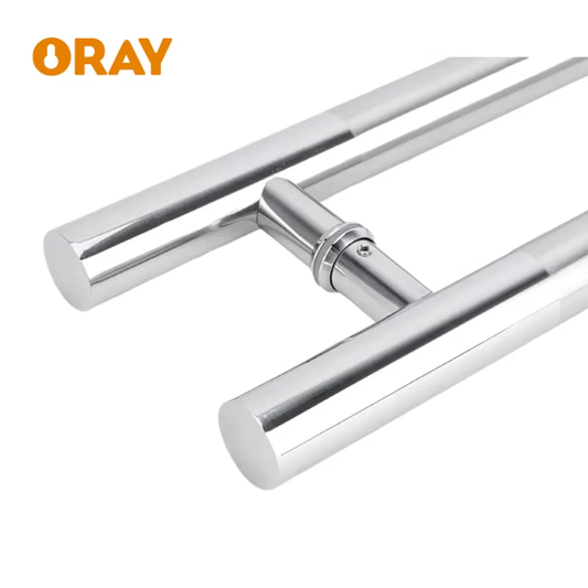 China Supplier Stainless Steel H Double Side Shower Glass Door Handle Modern Sturdy Sliding Drilling Pull Glass Door Accessory - Oray Hardware