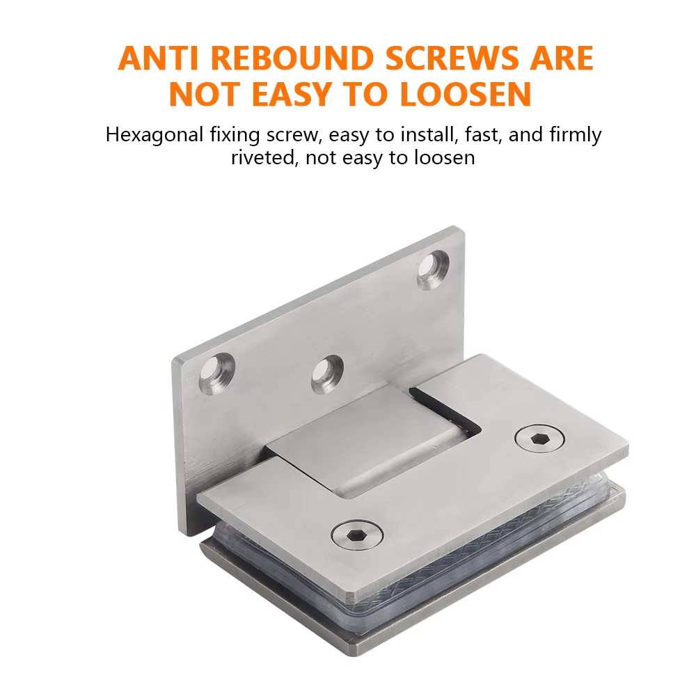 Adjustable Soft Close Office Bathroom 90 Degree Glass to Wall Circular Corner Brass Glass Shower Hinges - Oray Hardware