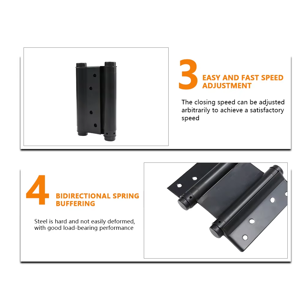Invisible Wooden Door 180 Degree Hidden Black Aluminum 316 Stainless Steel Double Action Self Close Hydraulic Spring Door Hinge - Oray Hardware