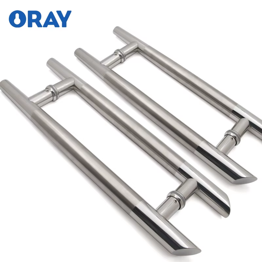 China Factory 304 Stainless Steel Long Size H-Shaped Hinge Satin Finish Sliding Glass Door Control Handle for Hotels Modern - Oray Hardware