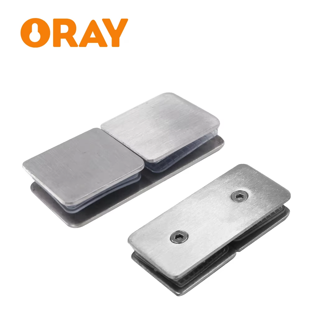 Drilled Bracket Panel Wall Clip Shower Bracket  Shower Glass Clip 304 Stainless Steel Square Frameless Glass Clamp Connector - Oray Hardware