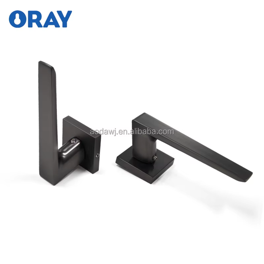 Wooden Door Lock and  Handle Black Colored Semi Matte Brushed High Quality Zinc Alloy K6-Z24 - Oray Hardware