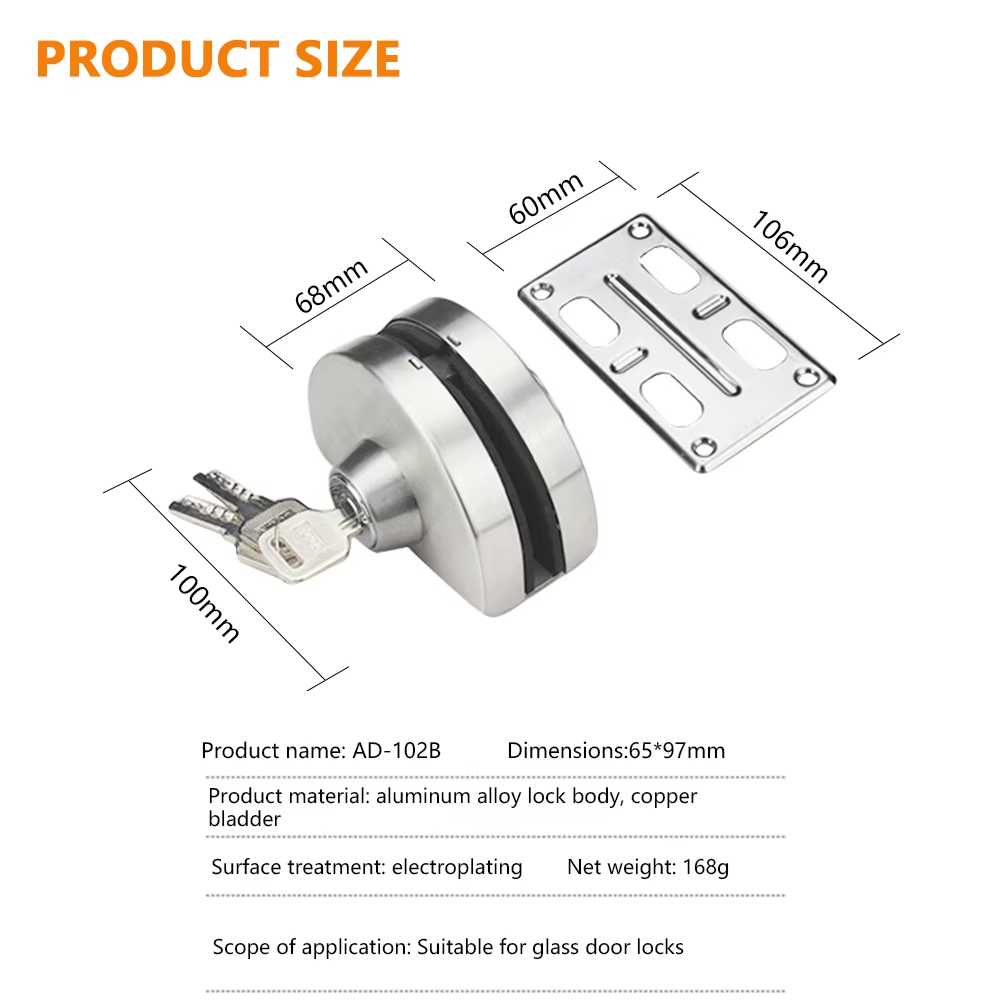 Glass Door Hardware Fitting Double Side SSS/PSS/Black/Gold Different Finish Key to Knob Central Glass Door Lock - Oray Hardware
