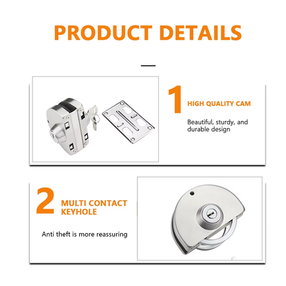 Glass Door Hardware Fitting Double Side SSS/PSS/Black/Gold Different Finish Key to Knob Central Glass Door Lock - Oray Hardware