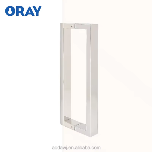Frameless Glass Office Shower Room Stainless Steel Polished Chrome Rectangular Pipe Door Handle - Oray Hardware