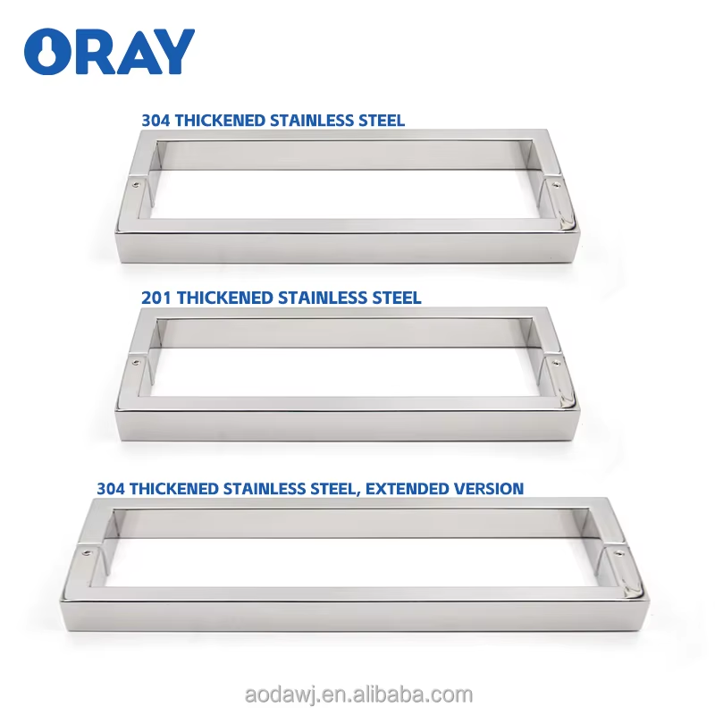 Frameless Glass Office Shower Room Stainless Steel Polished Chrome Rectangular Pipe Door Handle - Oray Hardware