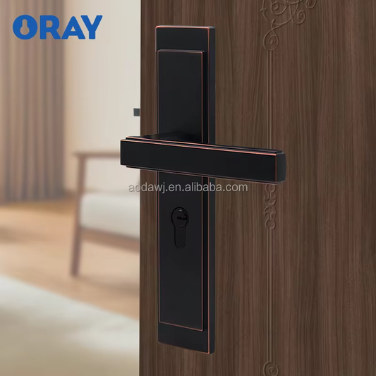 Wooden Door Lock and Black Red Handle Bronze Colored Kirsite High Quality Materials Thick and Non Porous Materials Z726-Z02 - Oray Hardware