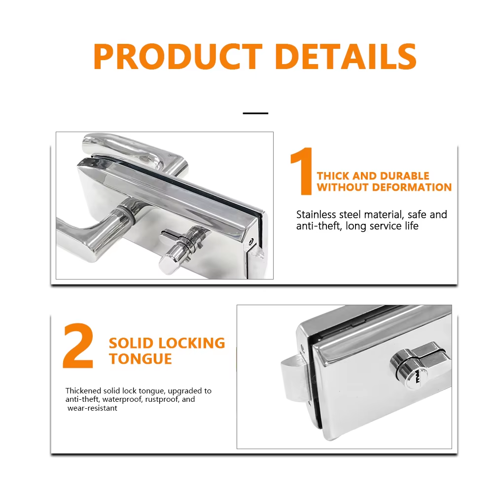 Besting Selling Line Aluminum Profile Lock Shining Silver Narrow Framed Sliding Glass Handle Door Lock - Oray Hardware