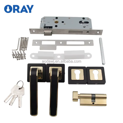 Wooden Door Lock and Black Diamond Gold  Colored Handle High Quality Zinc Alloy K5-Z81 - Oray Hardware