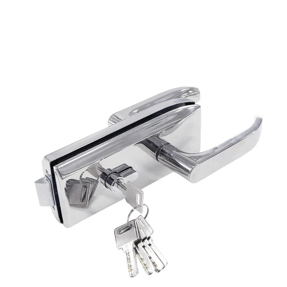 Frameless Glass Door Lock with Lever Handle Mortise Lock SS304 Door Lock Set with Brass Cylinder - DoorLockMaster