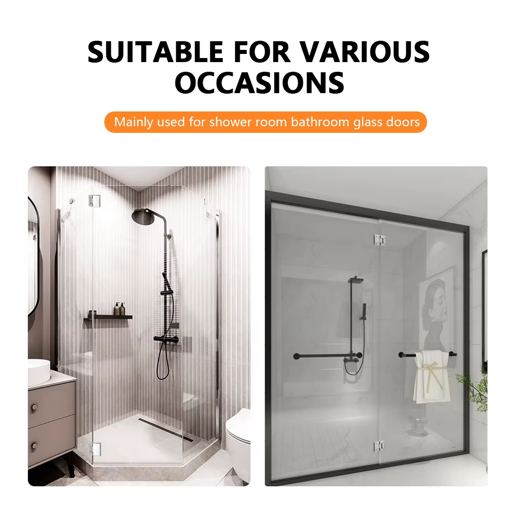 Adjustable Soft Close Office Bathroom 90 Degree Glass to Wall Circular Corner Brass Glass Shower Hinges - Oray Hardware