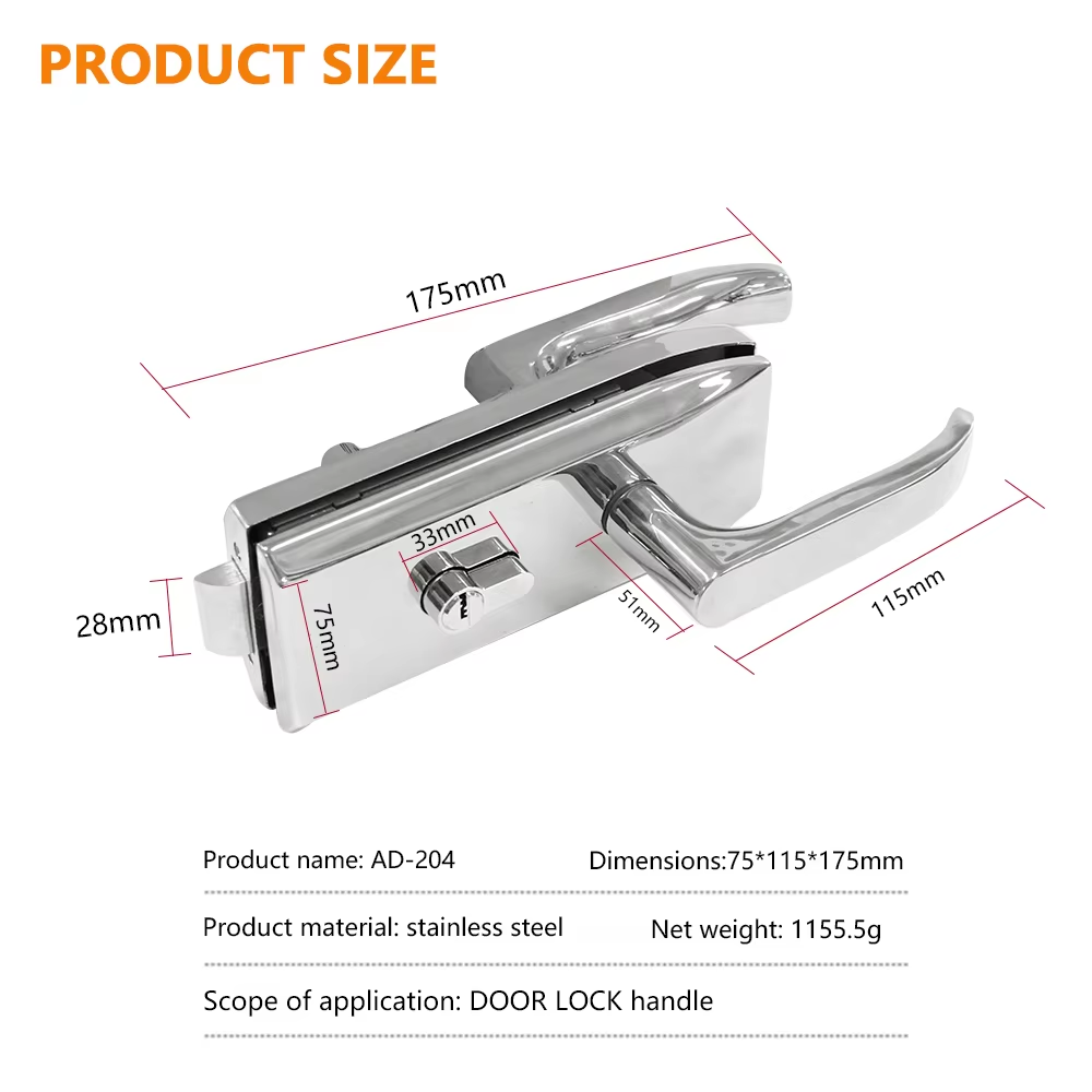 Besting Selling Line Aluminum Profile Lock Shining Silver Narrow Framed Sliding Glass Handle Door Lock - Oray Hardware