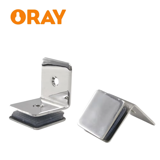 Shower Door Fixed Panel Clip Connector 90 Degree Single/Double Side 304 Stainless Steel Square Frameless Glass Corner Clamp - Oray Hardware