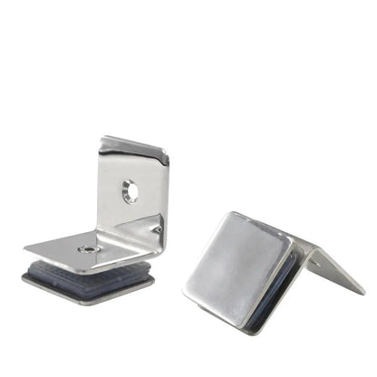 Shower door Fixed Panel Clip Connector 90 Degree Single/Double Side 304 Stainless Steel Square Frameless Glass Corner Clamp - DoorLockMaster
