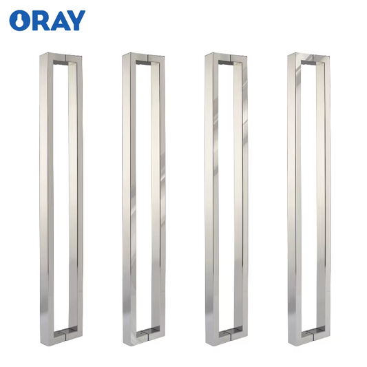 Frameless Glass Office Shower Room Bright Light 304 Stainless Steel H-Type Polished Rectangular Pipe Door Handle - Oray Hardware