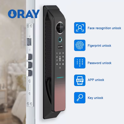 Home Office Household Room Waterproof Fir-proof 3D Face Recognition Remote Control Smart Door Lock with Camera Doorbell - Oray Hardware