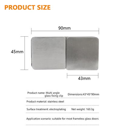 Drilled Bracket Panel Wall Clip Shower Bracket  Shower Glass Clip 304 Stainless Steel Square Frameless Glass Clamp Connector - Oray Hardware