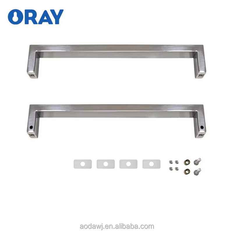 Frameless Glass Office Shower Room Stainless Steel Polished Chrome Rectangular Pipe Door Handle - Oray Hardware
