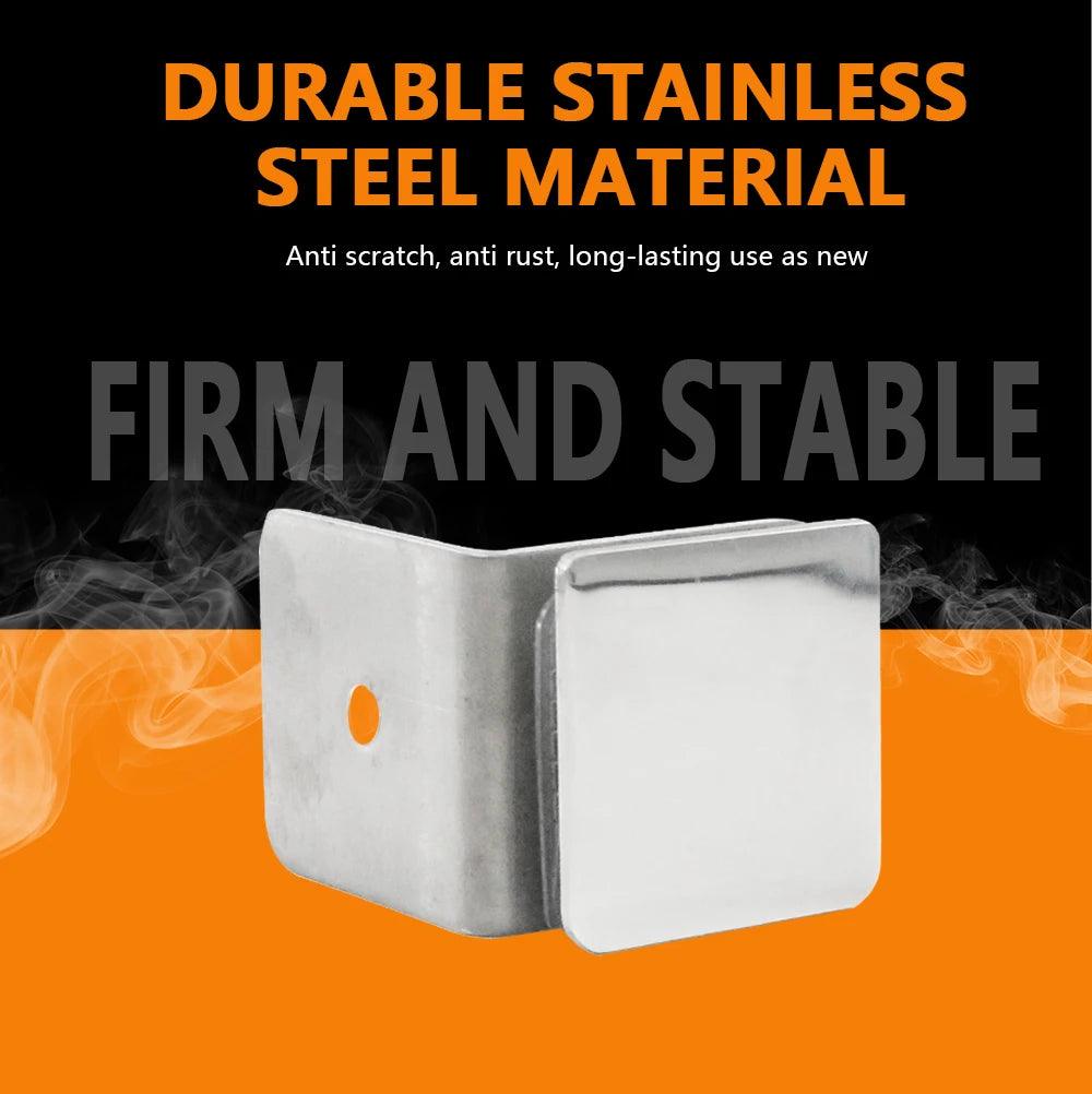 Shower door Fixed Panel Clip Connector 90 Degree Single/Double Side 304 Stainless Steel Square Frameless Glass Corner Clamp - DoorLockMaster