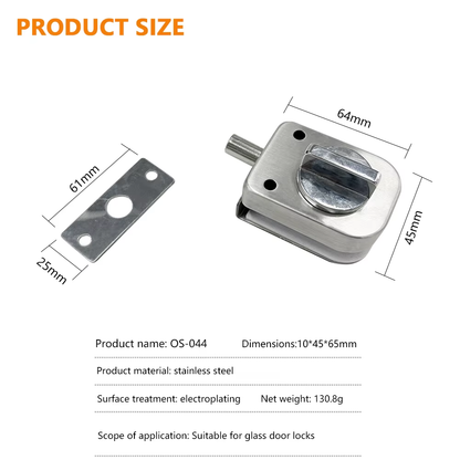 No Digging Stainless Steel Quality Door Frameless Body Single Hardware Fitting Glass Knob Lock for Bathroom - Oray Hardware
