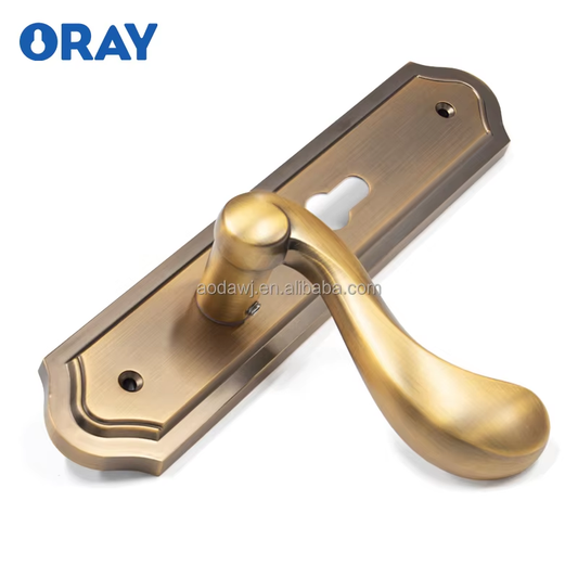 Wooden Door Lock and  Handle Yellow Bronze Colored Kirsite Silent Door Opening Quiet Life High Quality Z6058-Z30 - Oray Hardware